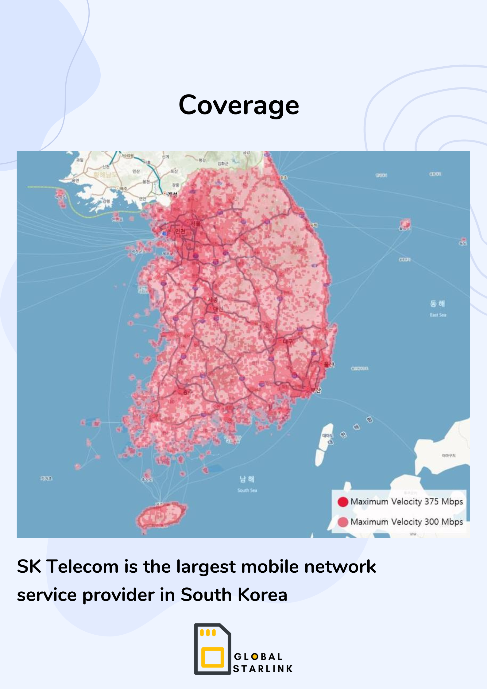 South Korea Prepaid Travel eSIM Card 30GB/20GB Data- SK Telecom (Data Only) - G-Starlink